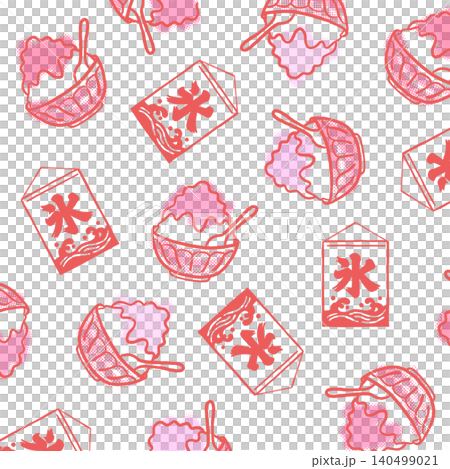 Pink-themed hand-drawn shaved ice illustration material Pink-themed hand-drawn shaved ice illustration material 140499021