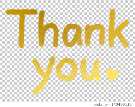 ゴールドラメの手書き文字「Thank you」 140499136