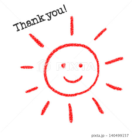 Thank youの文字がついた笑顔の太陽 140499157