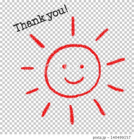 Thank youの文字がついた笑顔の太陽 140499157