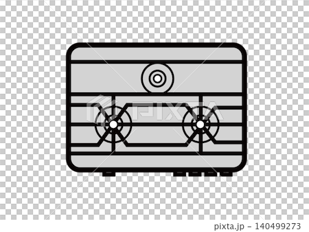 Simple illustration of a gas stove, rounded corners, gray. Simple illustration of a gas stove, rounded corners, gray. 140499273