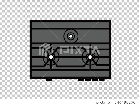 Simple gas stove illustration, rectangular shape, dark gray. 140499276