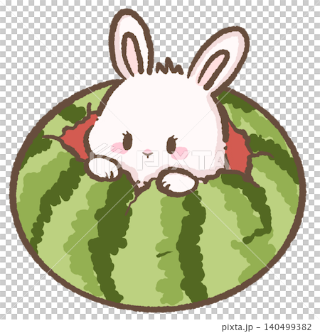 Cute Chibi Bunny Peeking Out of a Giant Watermelon Kawaii Summer Fruit Illustration for Stickers Sublimation Scrapbooking Journaling and Printable Crafts Cute Chibi Bunny Peeking Out of a Giant Watermelon Kawaii Summer Fruit Illustration for Stickers Sublimation Scrapbooking Journaling and Printable Crafts 140499382