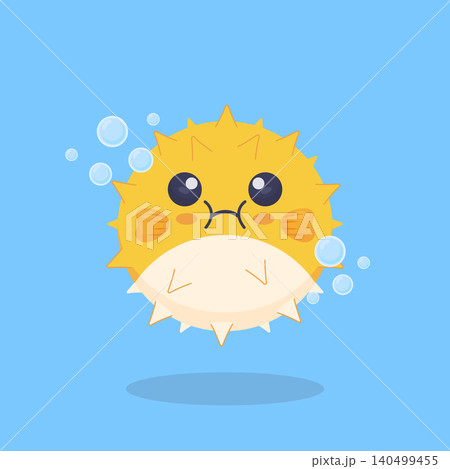 Cute Puffer Fish Cartoon Underwater Illustration 140499455