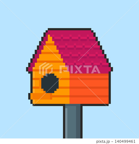 Pixel art Birdhouse game asset design 140499461