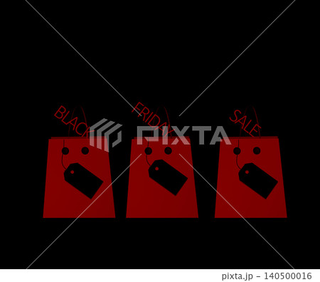 Black friday sale shopping bags and tags on black background  140500016