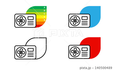 Heat pump, efficiency energy rating, infographic, technical data, label template. Vector illustration Heat pump, efficiency energy rating, infographic, technical data, label template. Vector illustration 140500489