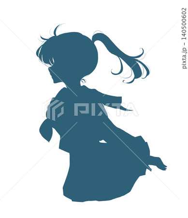 セーラー服の女子学生　横顔　ポニーテール　冬服 140500602
