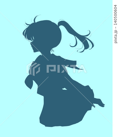 セーラー服の女子学生　横顔　ポニーテール　冬服 140500604