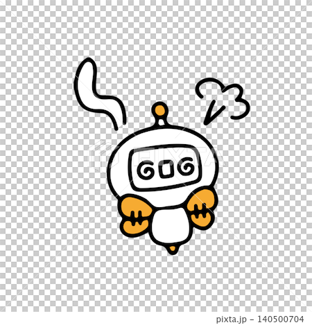 キャパオーバーで慌てるAIロボットくんのイラスト 140500704