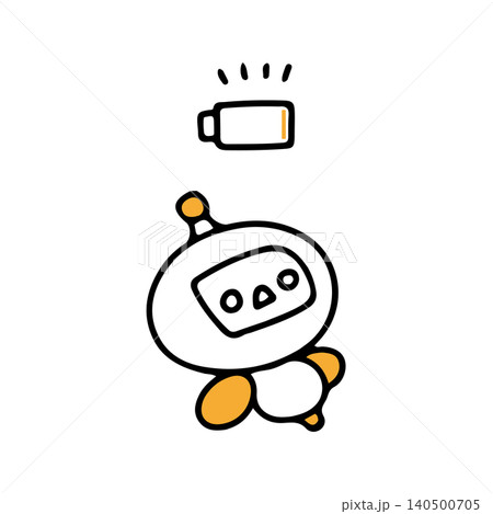 エネルギーが空っぽで動けないAIロボットくんのイラスト 140500705