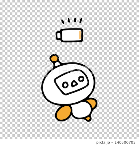 エネルギーが空っぽで動けないAIロボットくんのイラスト 140500705
