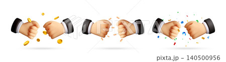 3D set of businessmen fist bumping 140500956