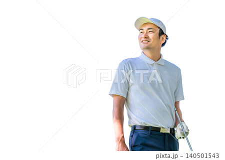 ゴルフウェアを着た男性ゴルファー（ゴルフコース・アカデミー・会員権） 140501543