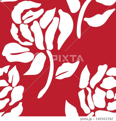 Rose floral bloom textile pattern design in red and white for fashion and home textiles Rose floral bloom textile pattern design in red and white for fashion and home textiles 140501592