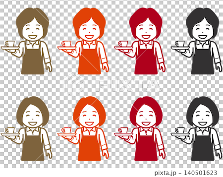 [Different hairstyle] Icon of a woman in an apron carrying an ordered drink with one hand. Part 2 140501623