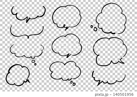 A set of hand-drawn speech bubbles and line art frames that can express conversations and thoughts, with a cartoon-style element that is easy to use for comments and messages. A set of hand-drawn speech bubbles and line art frames that can express conversations and thoughts, with a cartoon-style element that is easy to use for comments and messages. 140501956