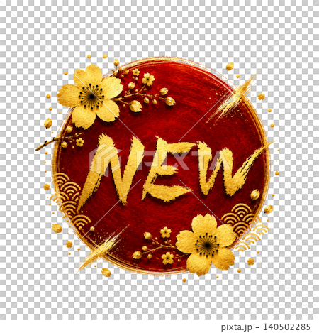 NEW / Luxurious gold lettering, red circle, Japanese style design, new product announcement material 140502285