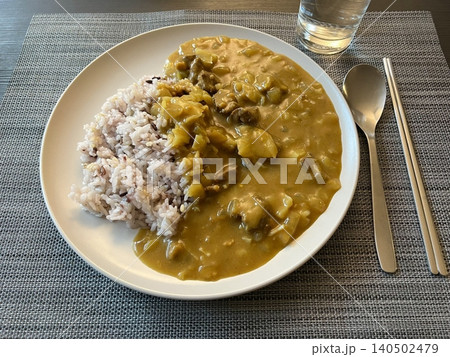 A comforting bowl of Japanese curry, featuring a rich, savory sauce with tender vegetables and chunks of meat, served over fluffy rice. A warm, flavorful dish perfect for any meal. A comforting bowl of Japanese curry, featuring a rich, savory sauce with tender vegetables and chunks of meat, served over fluffy rice. A warm, flavorful dish perfect for any meal. 140502479
