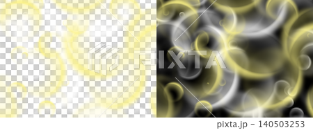 Abstract yellow and white bokeh circles and swirls on transparent or black background Abstract yellow and white bokeh circles and swirls on transparent or black background 140503253