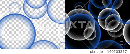 Abstract blue and white translucent circles on transparent or black background Abstract blue and white translucent circles on transparent or black background 140503257
