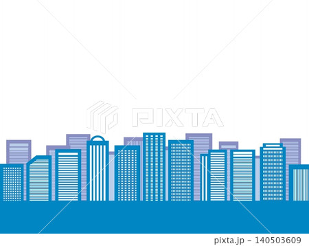 都市風景 建物 白背景 ブルー 都市風景 建物 白背景 ブルー 140503609