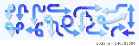 Curved, twisted color retro direction arrows 140503804