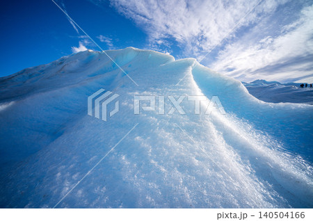 Perito moreno glaciers blue ice ridge under bright sky across frozen landscape in Patagonia national park 140504166
