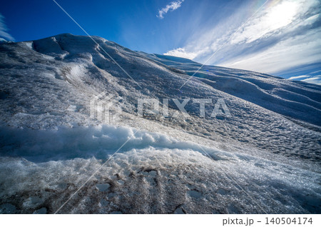Perito moreno glaciers ice glacier blue landscape rugged slope under bright sky with dramatic cloud over patagonia terrain 140504174