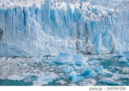 Perito Moreno glaciers, blue ice wall, floating ice, cold water, icy landscape, glacier front 140504186