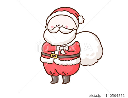 たくさんのプレゼントが入った白い袋を背負うサンタクロース（クリスマス） 140504251