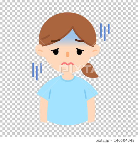 倦怠感のある女性のイラスト　だるい　顔が青い 140504348