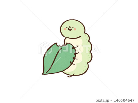 葉っぱを美味しそうにむしゃむしゃと食べる青虫(食欲・成長) 葉っぱを美味しそうにむしゃむしゃと食べる青虫(食欲・成長) 140504647