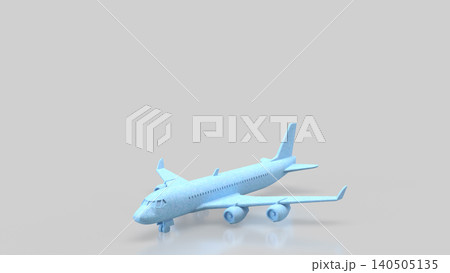Minimal Blue Passenger Airplane Model In Studio 3d Render. Minimal Blue Passenger Airplane Model In Studio 3d Render. 140505135