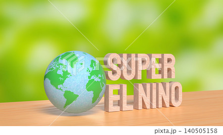 Super El Nino Climate Concept With Globe 3d render. Super El Nino Climate Concept With Globe 3d render. 140505158