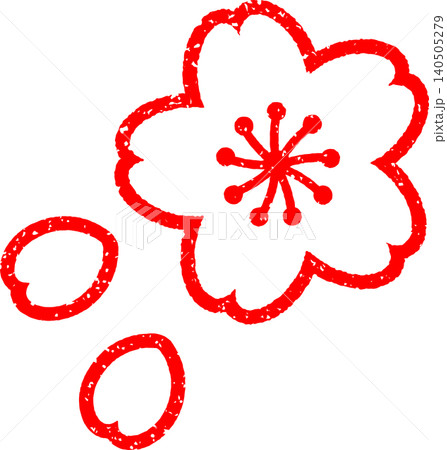 ハンコで押した桜の花と花びら 140505279