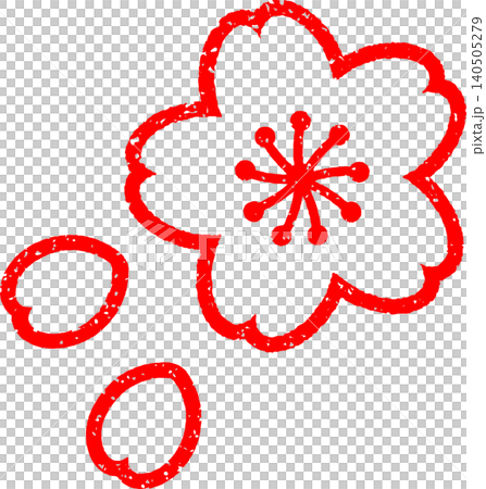ハンコで押した桜の花と花びら 140505279