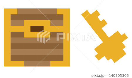 ドット絵の宝箱と鍵のイメージイラスト 140505306