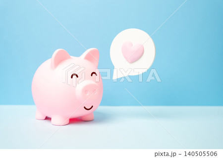 A piggy bank expresses love. Savings and cashback. Good banking and service. A piggy bank expresses love. Savings and cashback. Good banking and service. 140505506