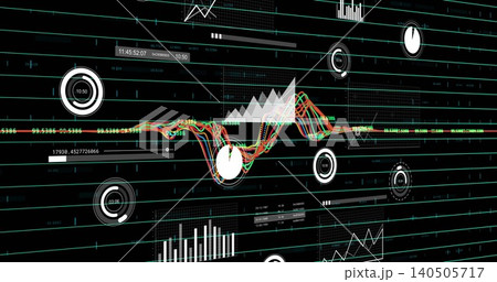 Showing color wave with red or green or orange traces and triangle on wide UI, gauges, teal grid, nu 140505717