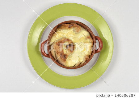 Baked Tortillas with Sour Cream and Cheese in Ceramic Bowl Baked Tortillas with Sour Cream and Cheese in Ceramic Bowl 140506287