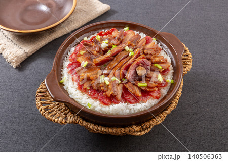 Claypot Rice with Chinese Sausages, Cured Pork and Duck, Traditional Comfort Food Claypot Rice with Chinese Sausages, Cured Pork and Duck, Traditional Comfort Food 140506363