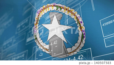 Displaying emblem featuring white star on gray pedestal on dashboard, with floral wreath and panels 140507383