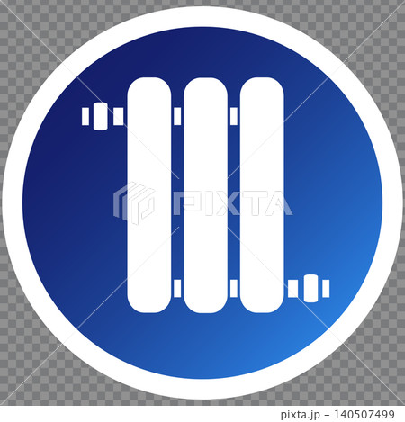 Stylized Icon Representing a Modern Heating Radiator in a Blue Circular Design 140507499