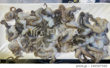 Sliced Raw Octopus Korean called Sannakji  140507560