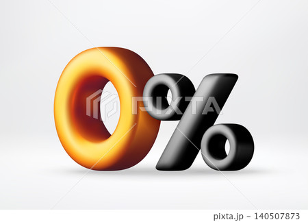 3D zero percent sign in black and gold 3D zero percent sign in black and gold 140507873