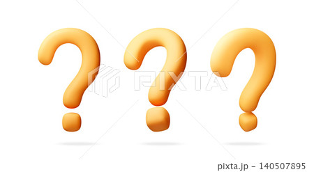 Three yellow 3D question marks 140507895