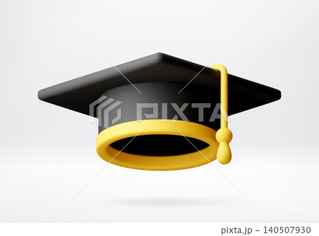 3D Graduation cap with tassel isolated on white 140507930