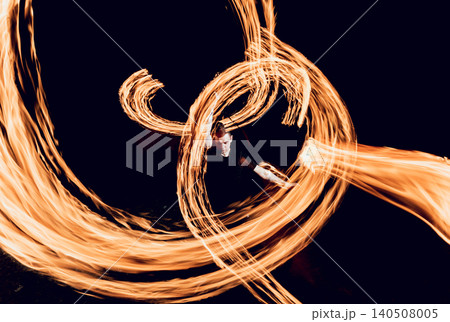 Fire show. Fire performance at the night. Fire show. Fire performance at the night. 140508005