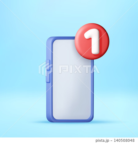 3D Smartphone with red notification bubble 3D Smartphone with red notification bubble 140508048
